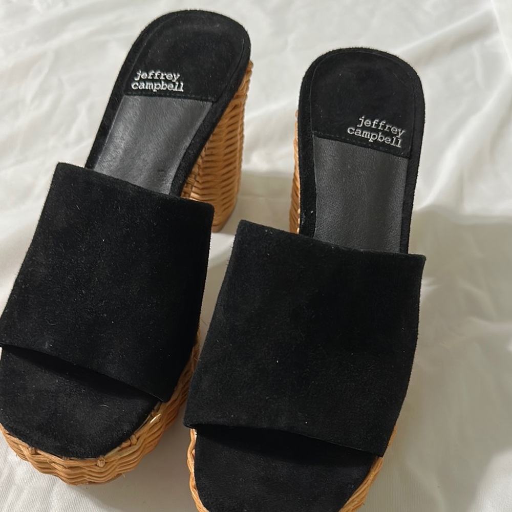 Jeffrey Campbell Black Wedge Sandals